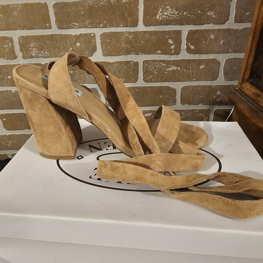 RAYE Tan Suede Block Heels